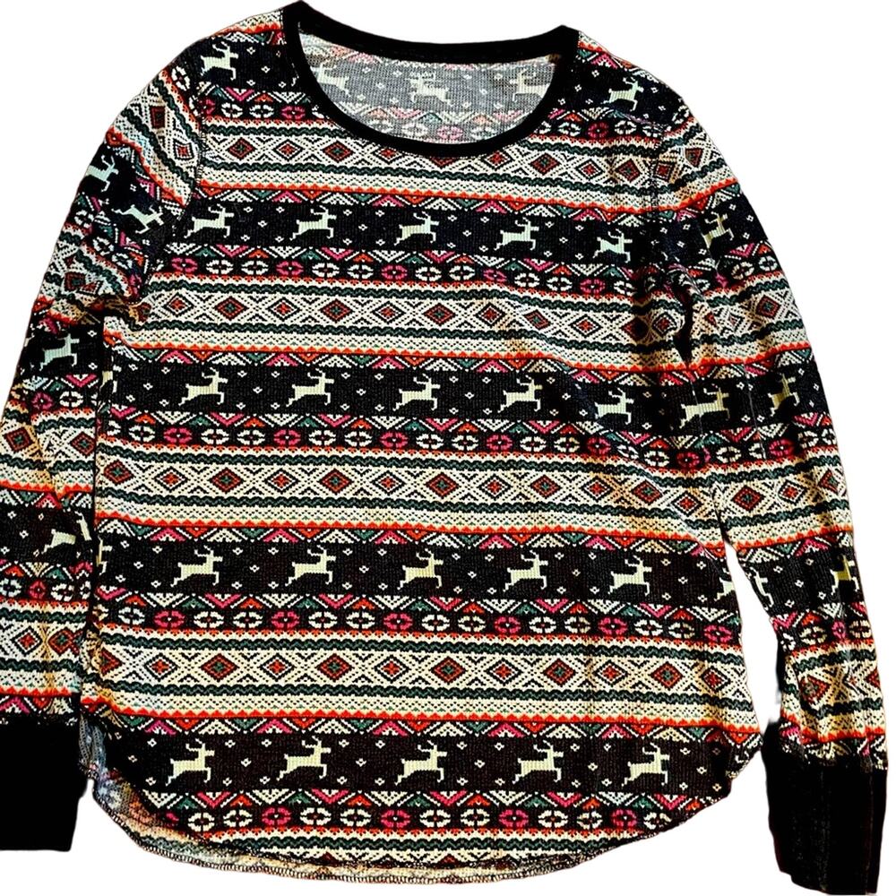 Vintage Reindeer Waffle Shirt perfect for layering on those chilly morning.